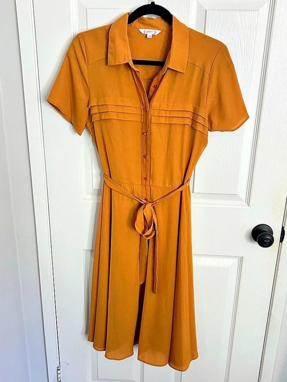NWT Nanette Lepore Mustard Button Front Midi Dress Size Small